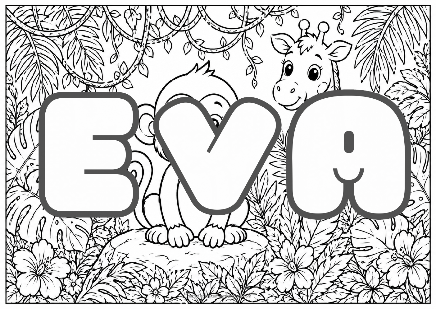 Eva jungle colouring sheet