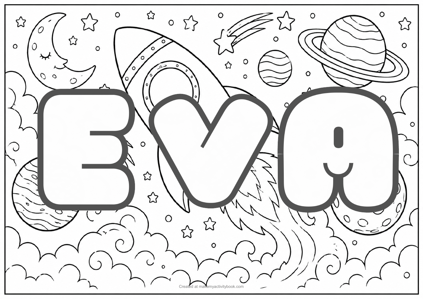 Eva space colouring sheet