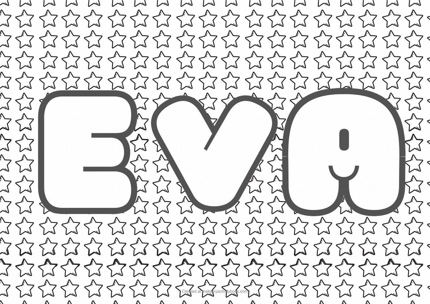 Eva Bubble letters — Stars border colouring sheet