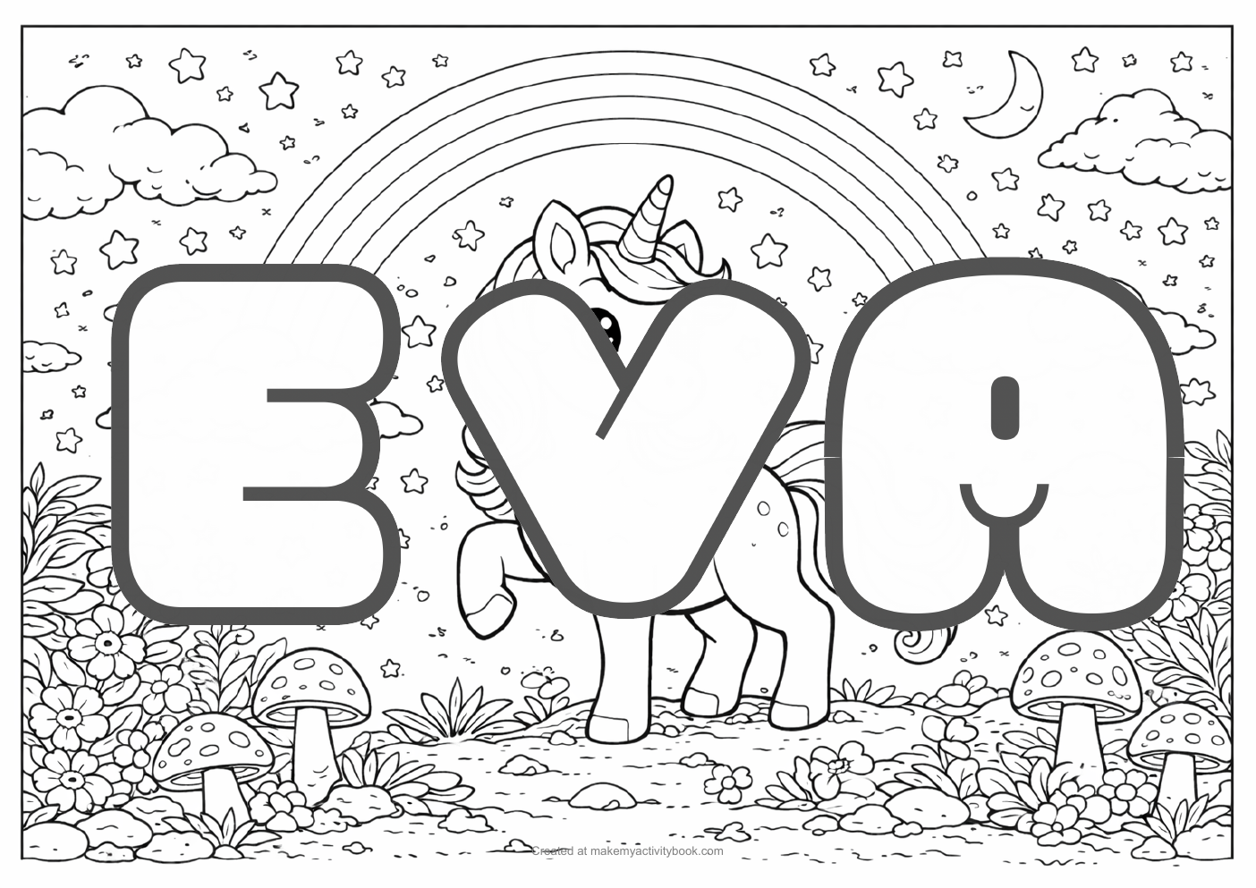 Eva unicorn colouring sheet