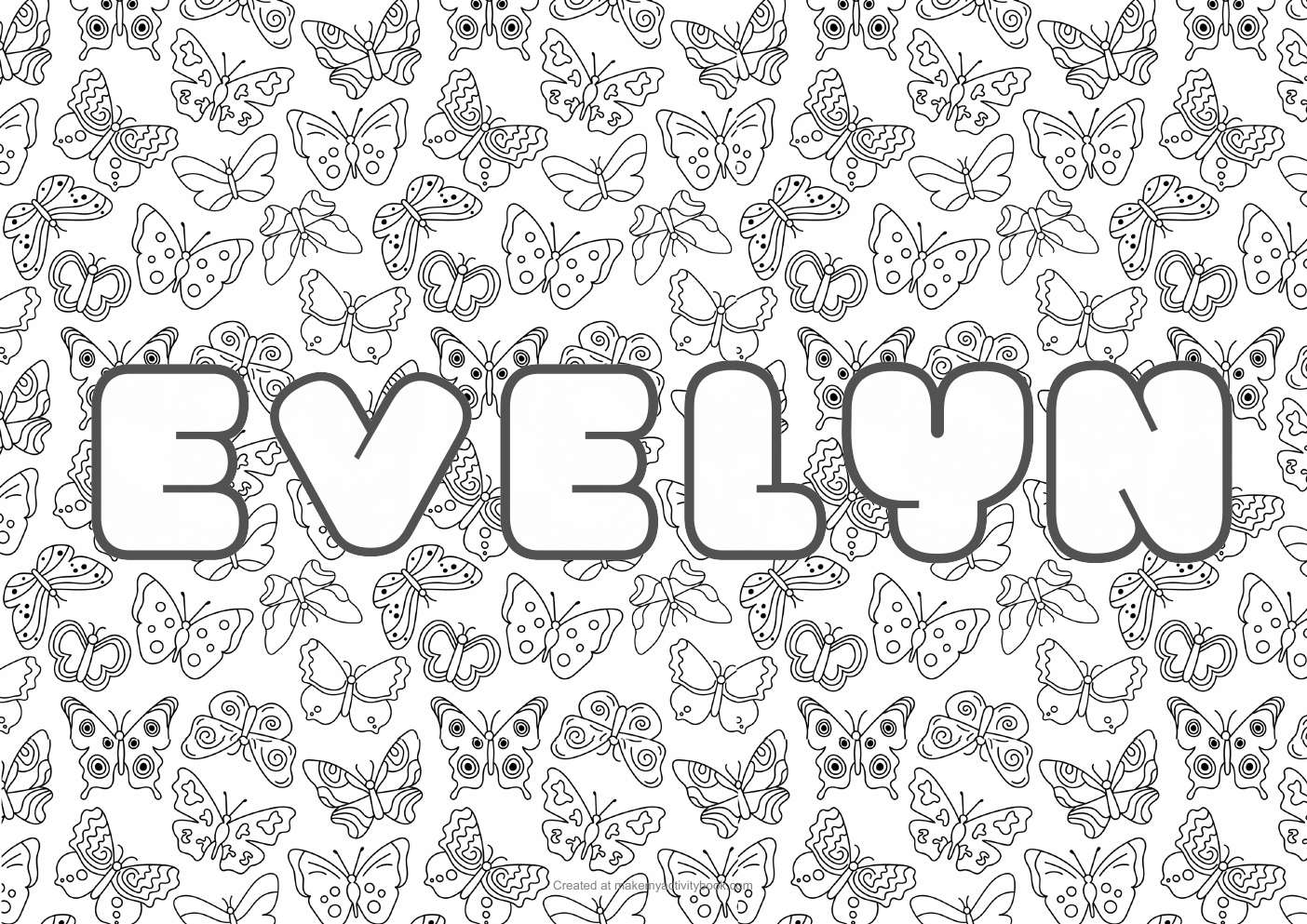 Evelyn butterflies colouring sheet
