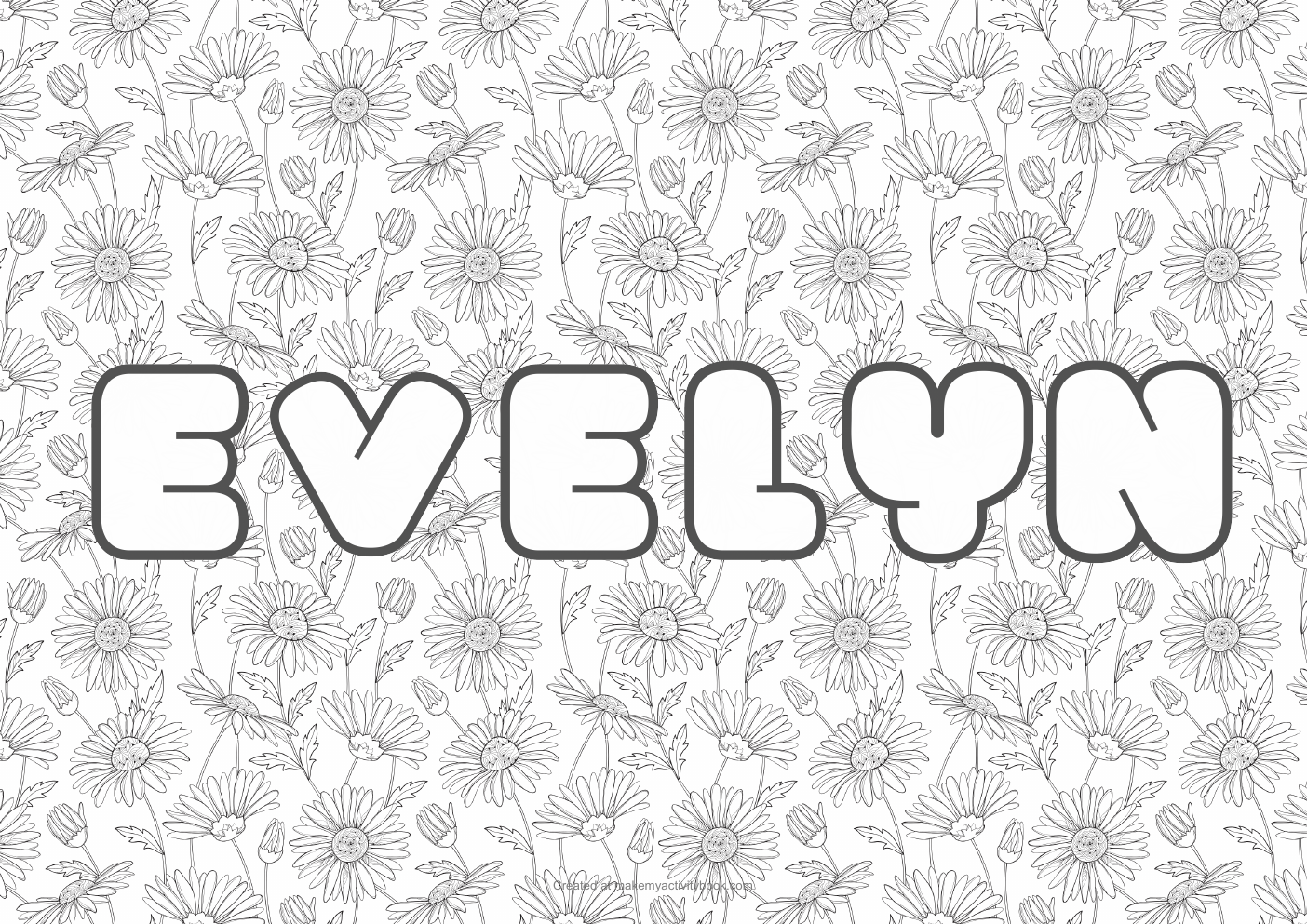 Evelyn flowers colouring sheet