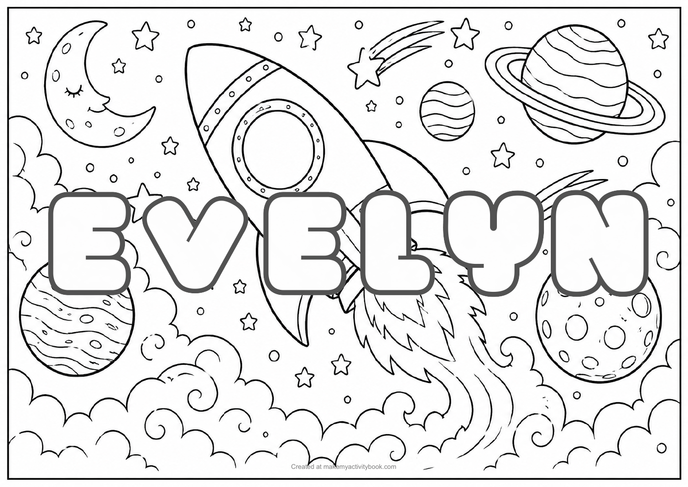 Evelyn space colouring sheet