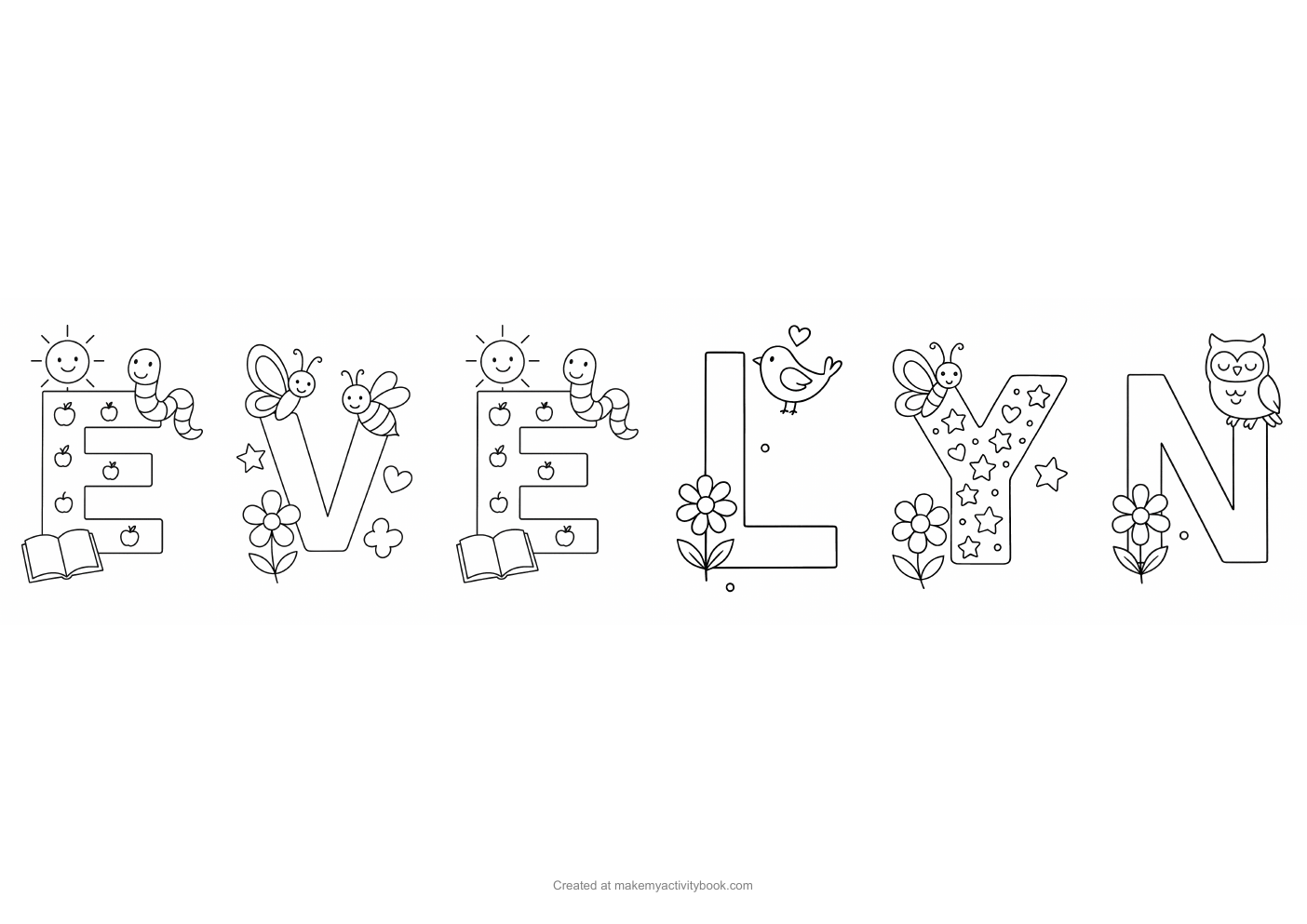 Evelyn letters colouring sheet