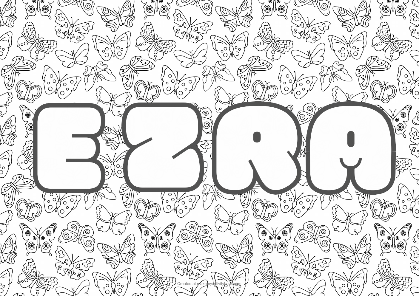 Ezra butterflies colouring sheet