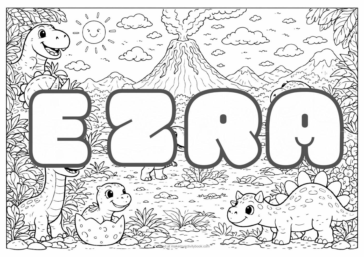 Ezra dinosaur colouring sheet