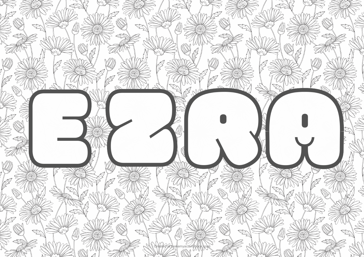 Ezra flowers colouring sheet