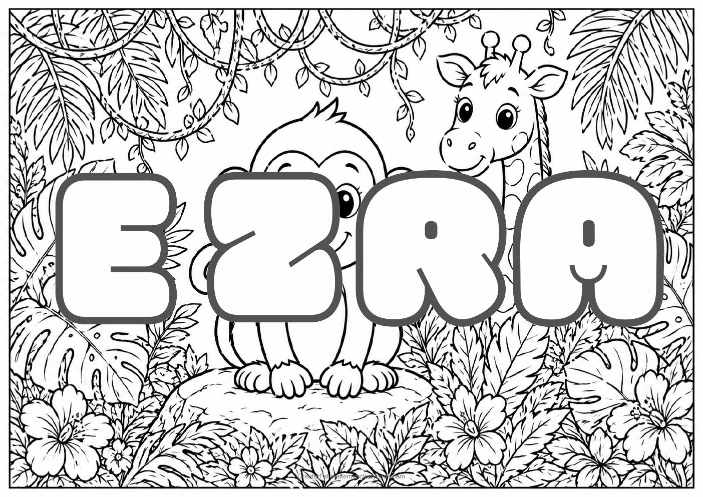 Ezra jungle colouring sheet