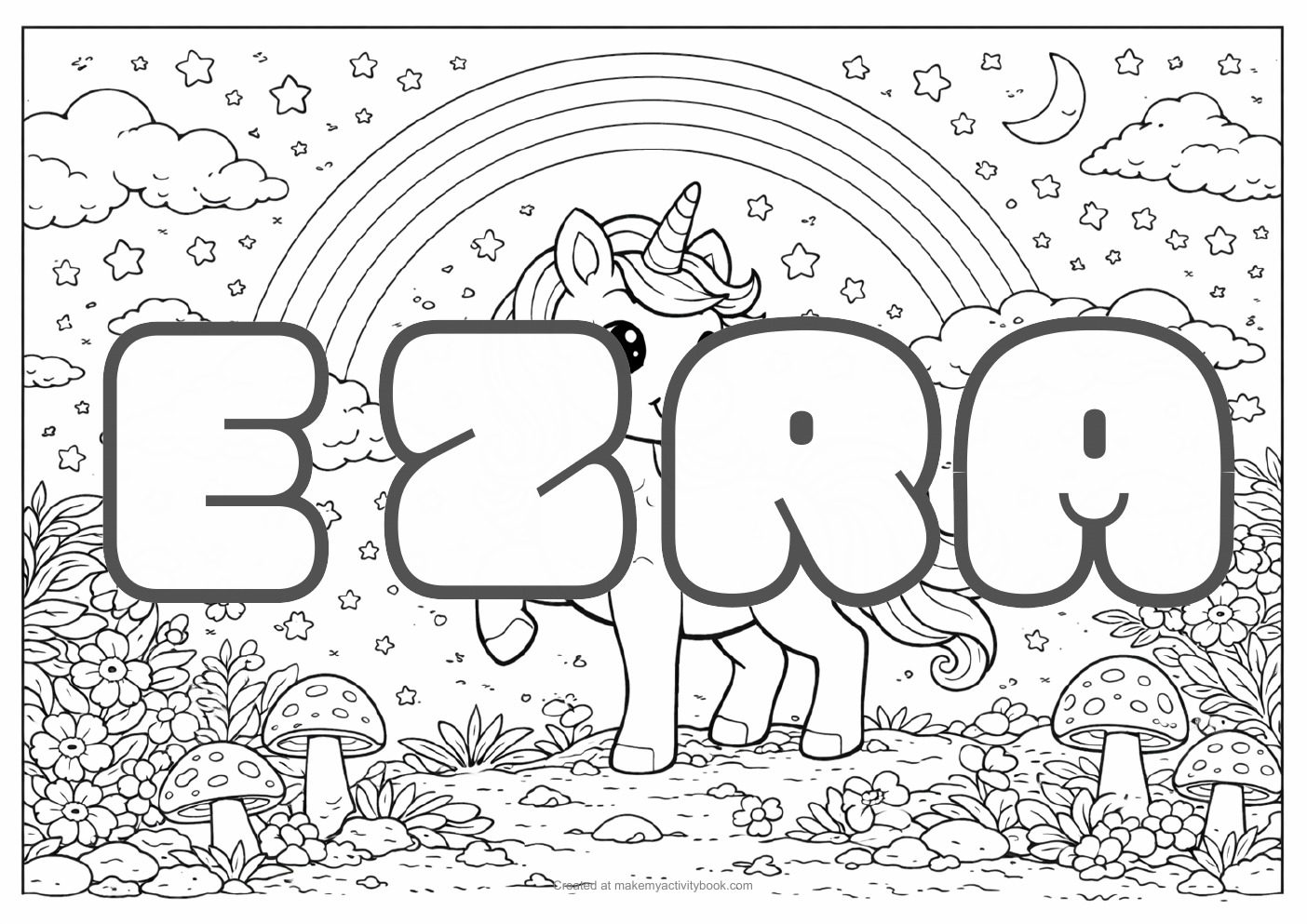 Ezra unicorn colouring sheet