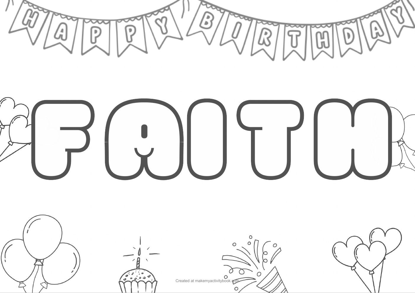 Faith birthday colouring sheet