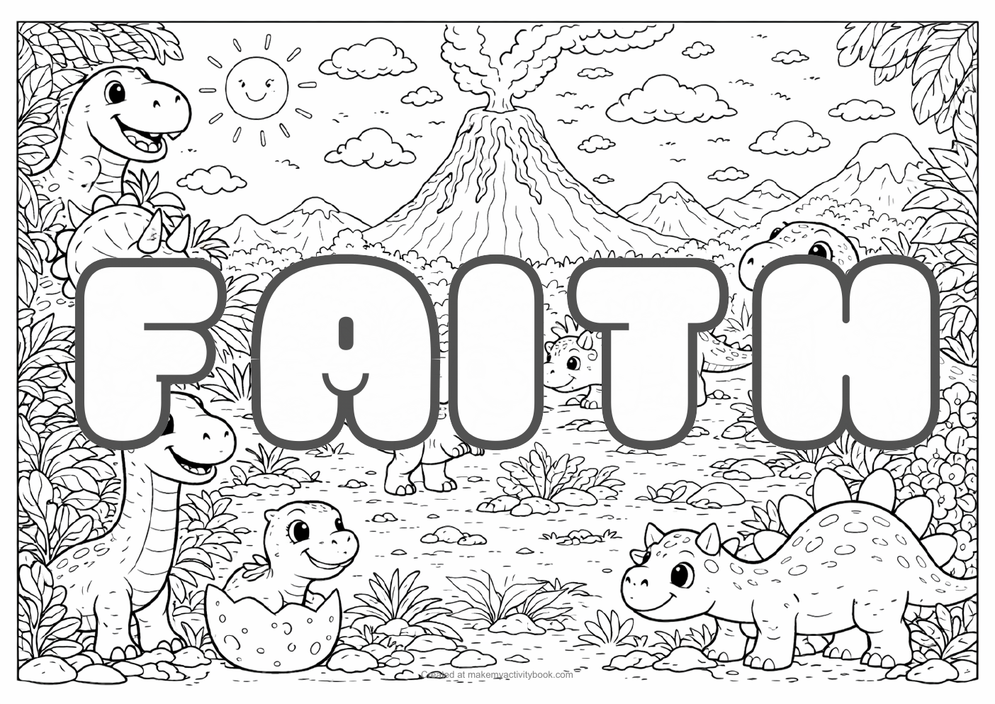 Faith dinosaur colouring sheet