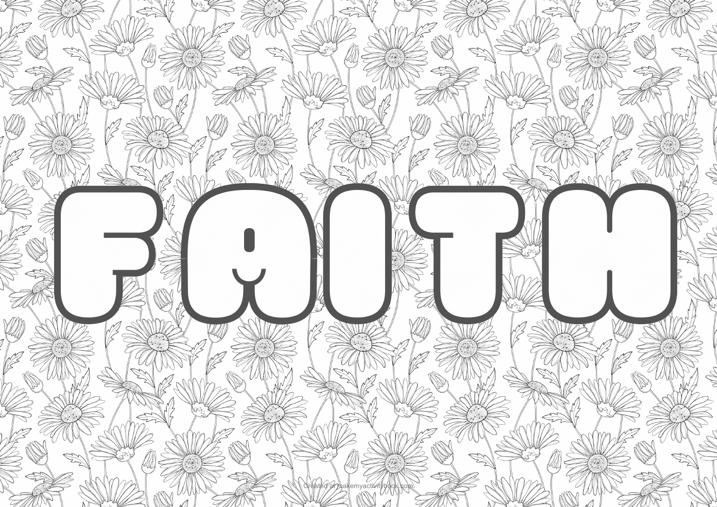 Faith flowers colouring sheet