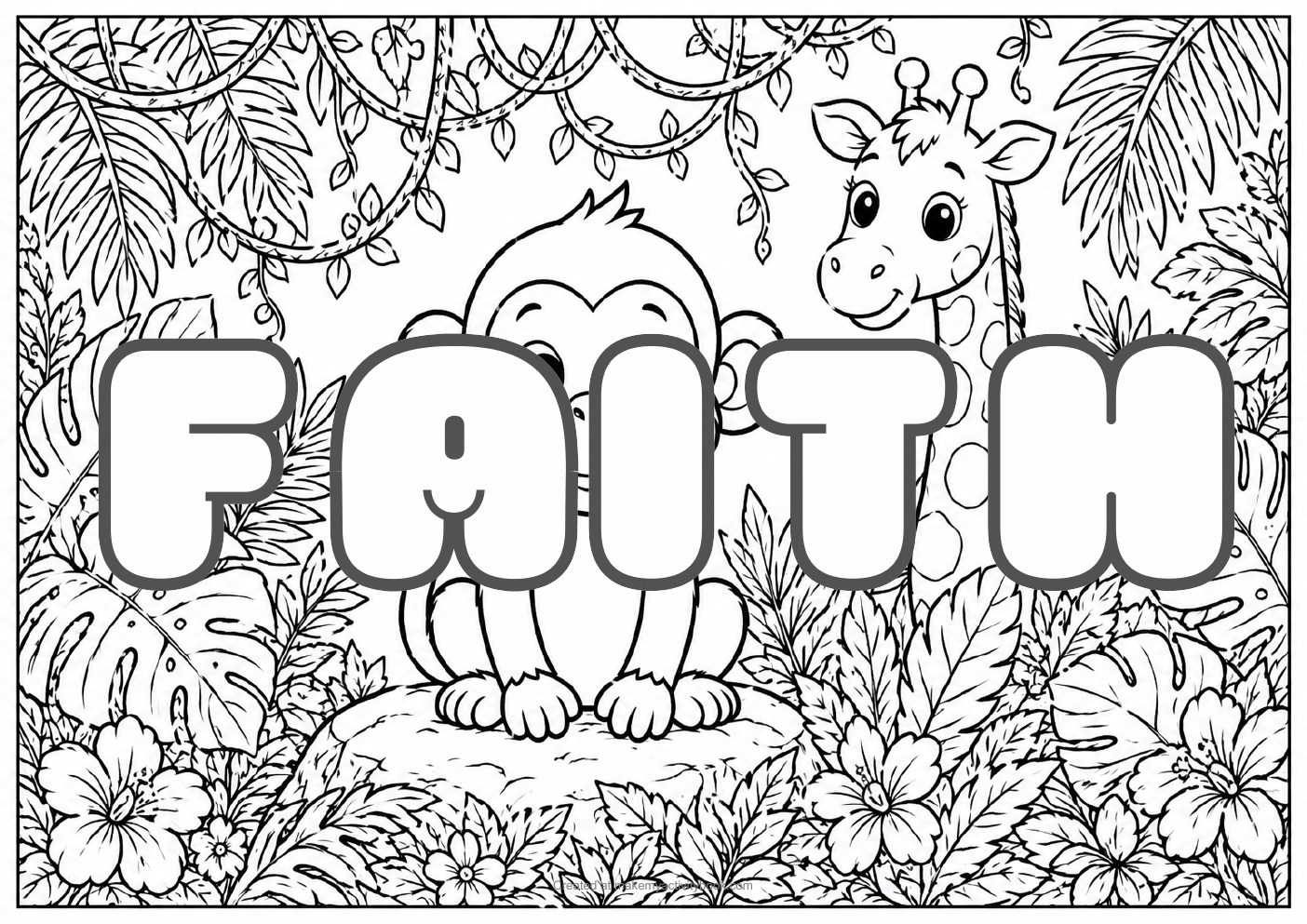 Faith jungle colouring sheet