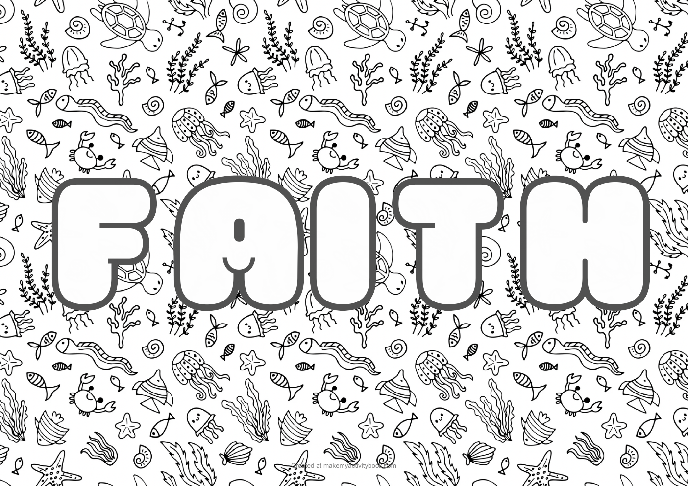 Faith sea colouring sheet