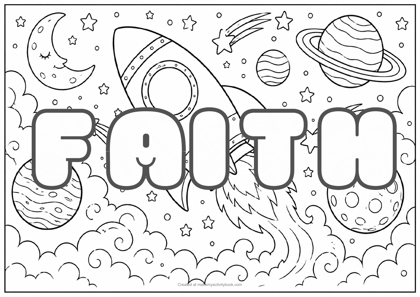 Faith space colouring sheet