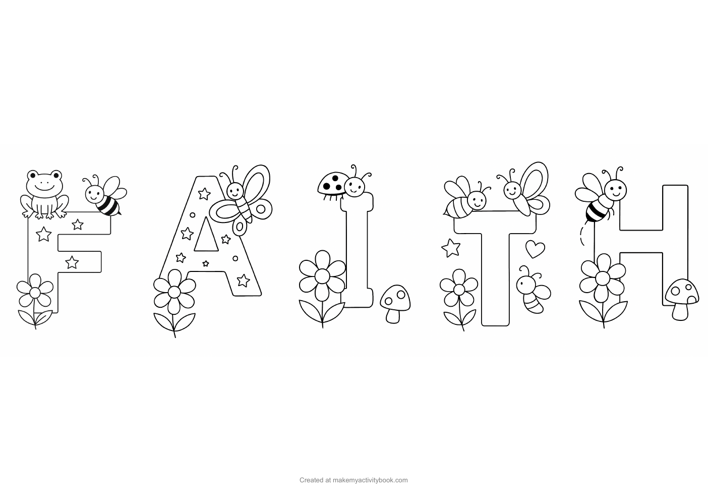 Faith letters colouring sheet