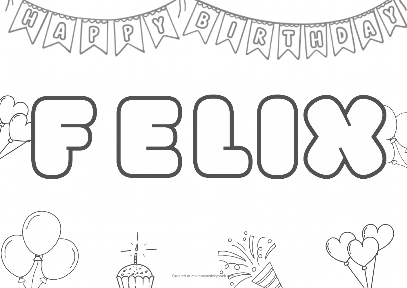 Felix birthday colouring sheet