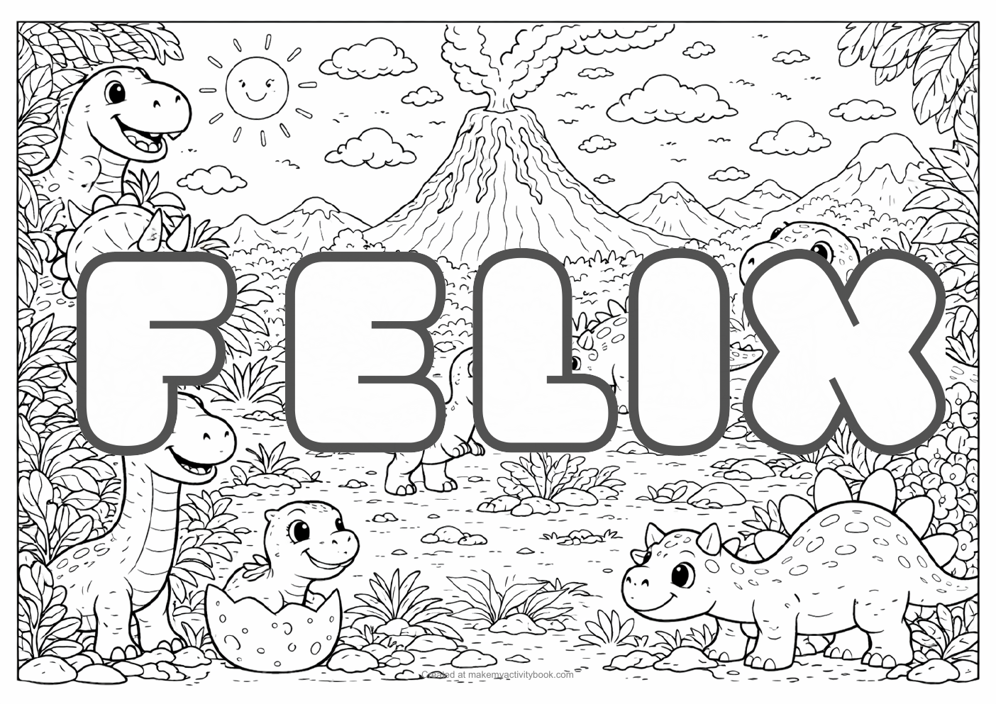 Felix dinosaur colouring sheet