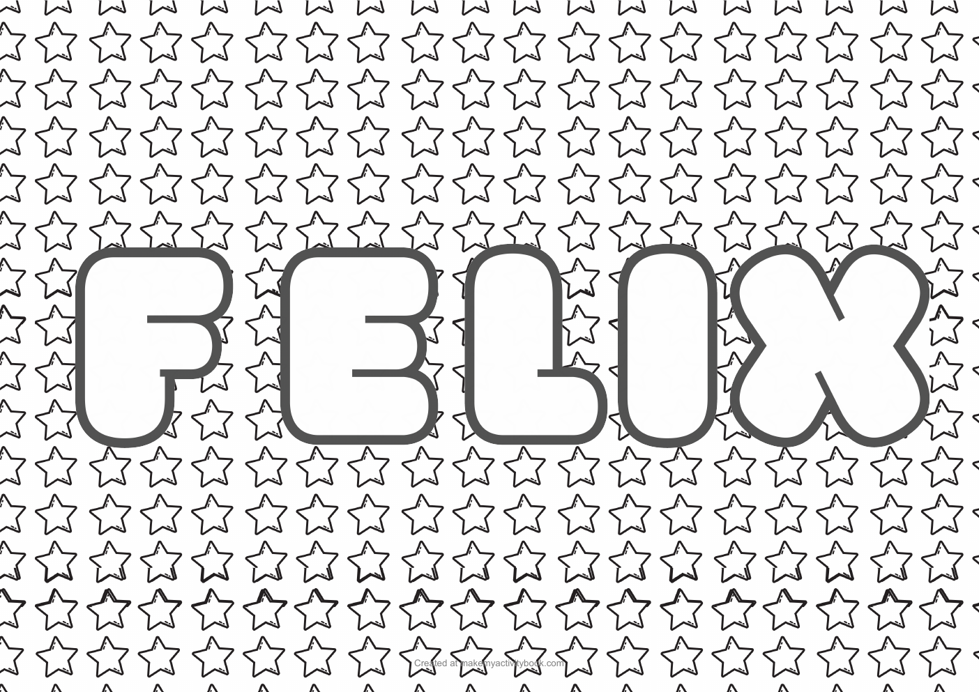 Felix Bubble letters — Stars border colouring sheet