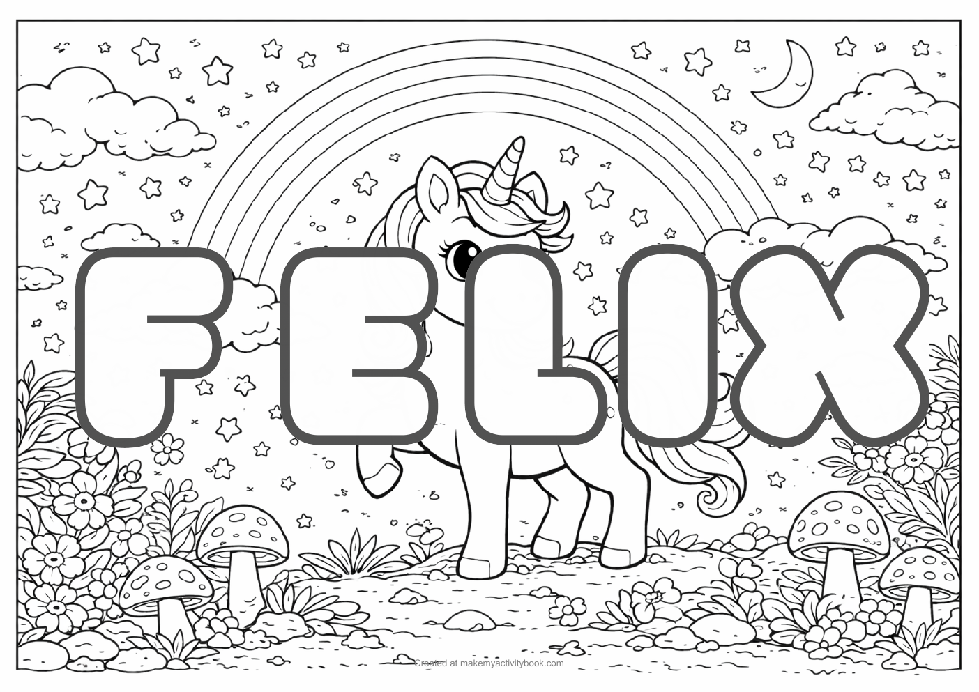 Felix unicorn colouring sheet