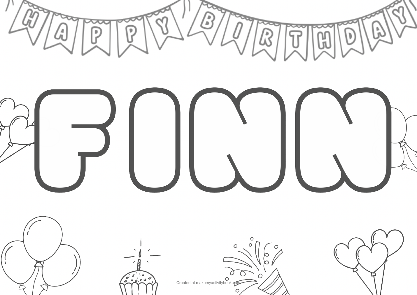 Finn birthday colouring sheet