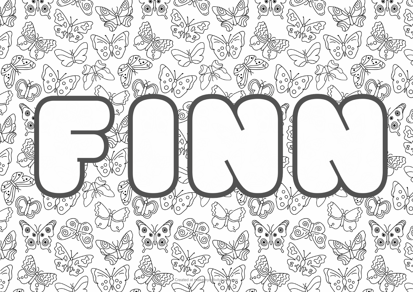 Finn butterflies colouring sheet