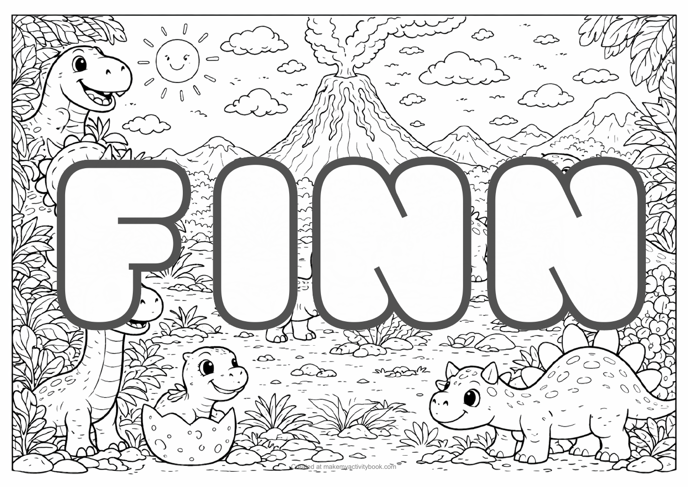 Finn dinosaur colouring sheet