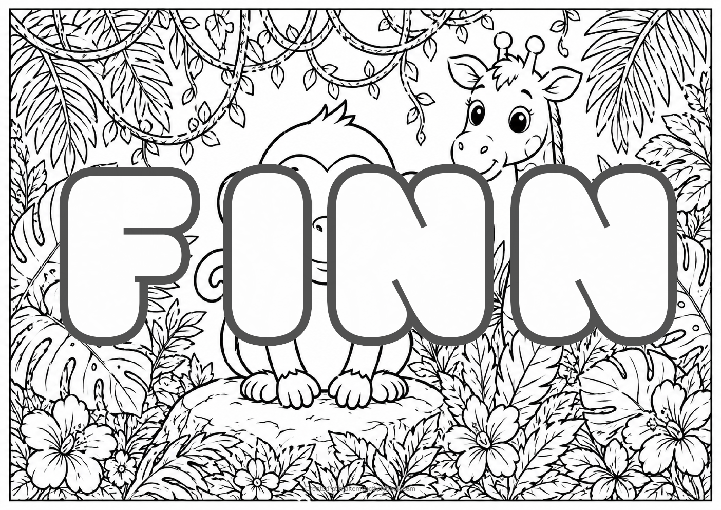 Finn jungle colouring sheet