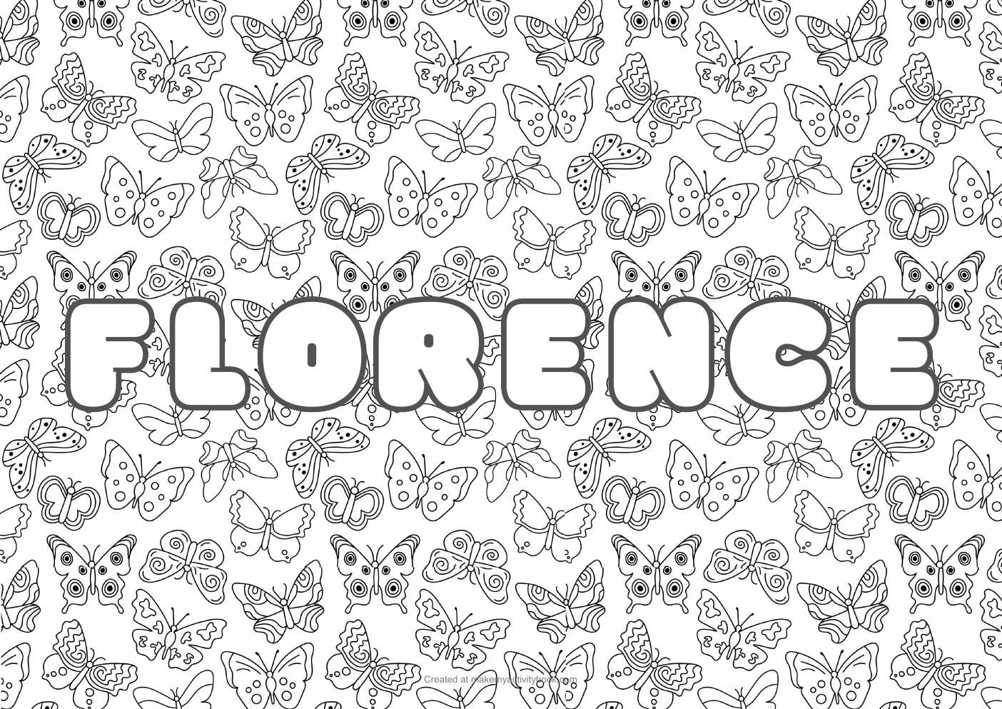 Florence butterflies colouring sheet