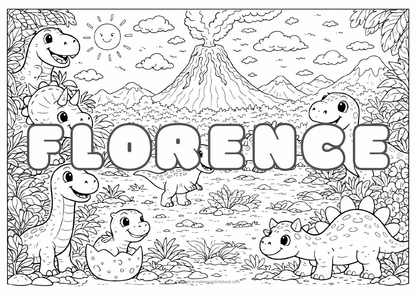 Florence dinosaur colouring sheet