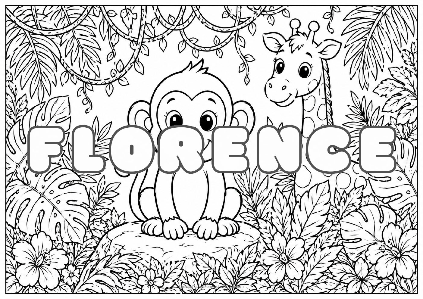 Florence jungle colouring sheet