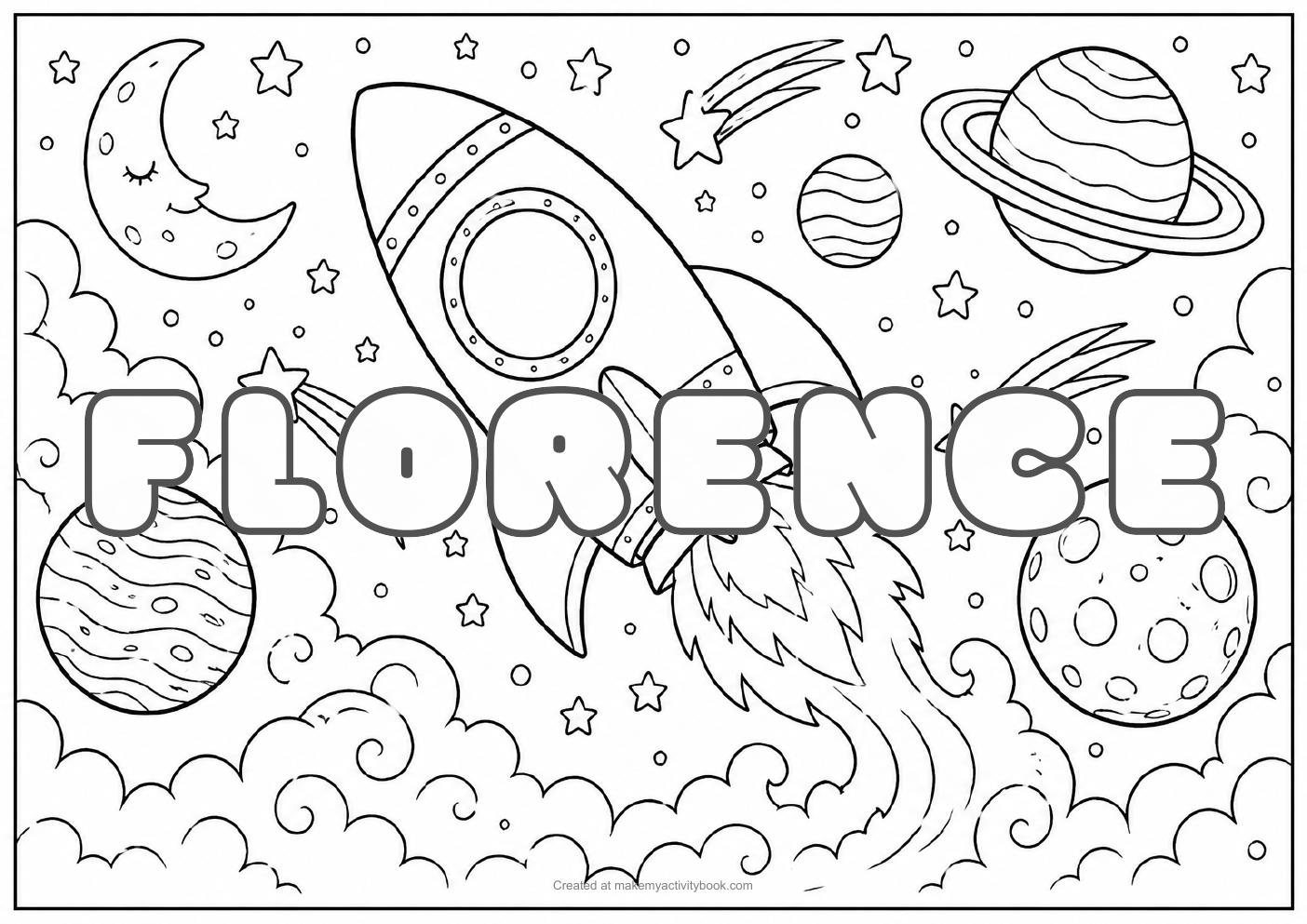 Florence space colouring sheet