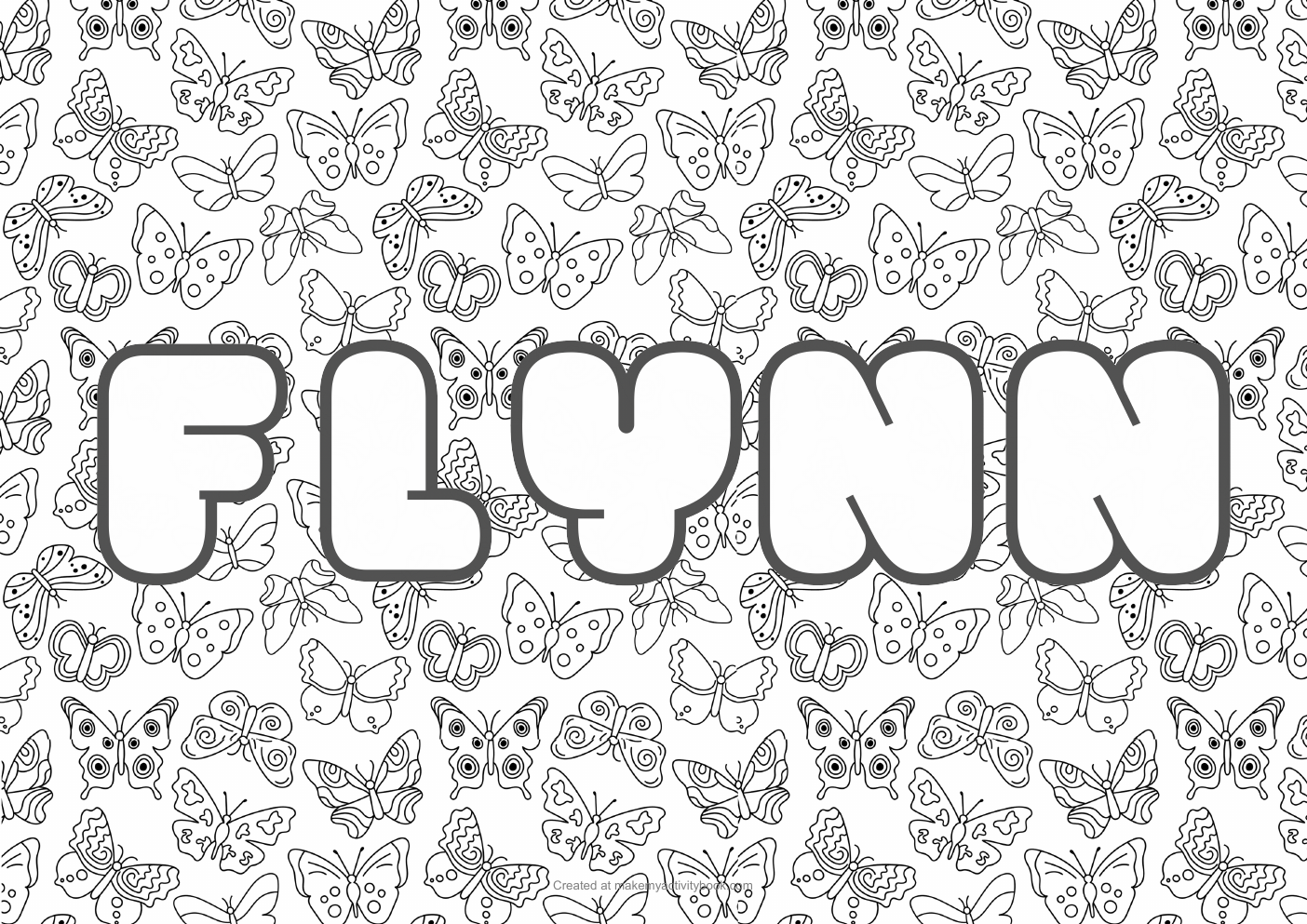 Flynn butterflies colouring sheet