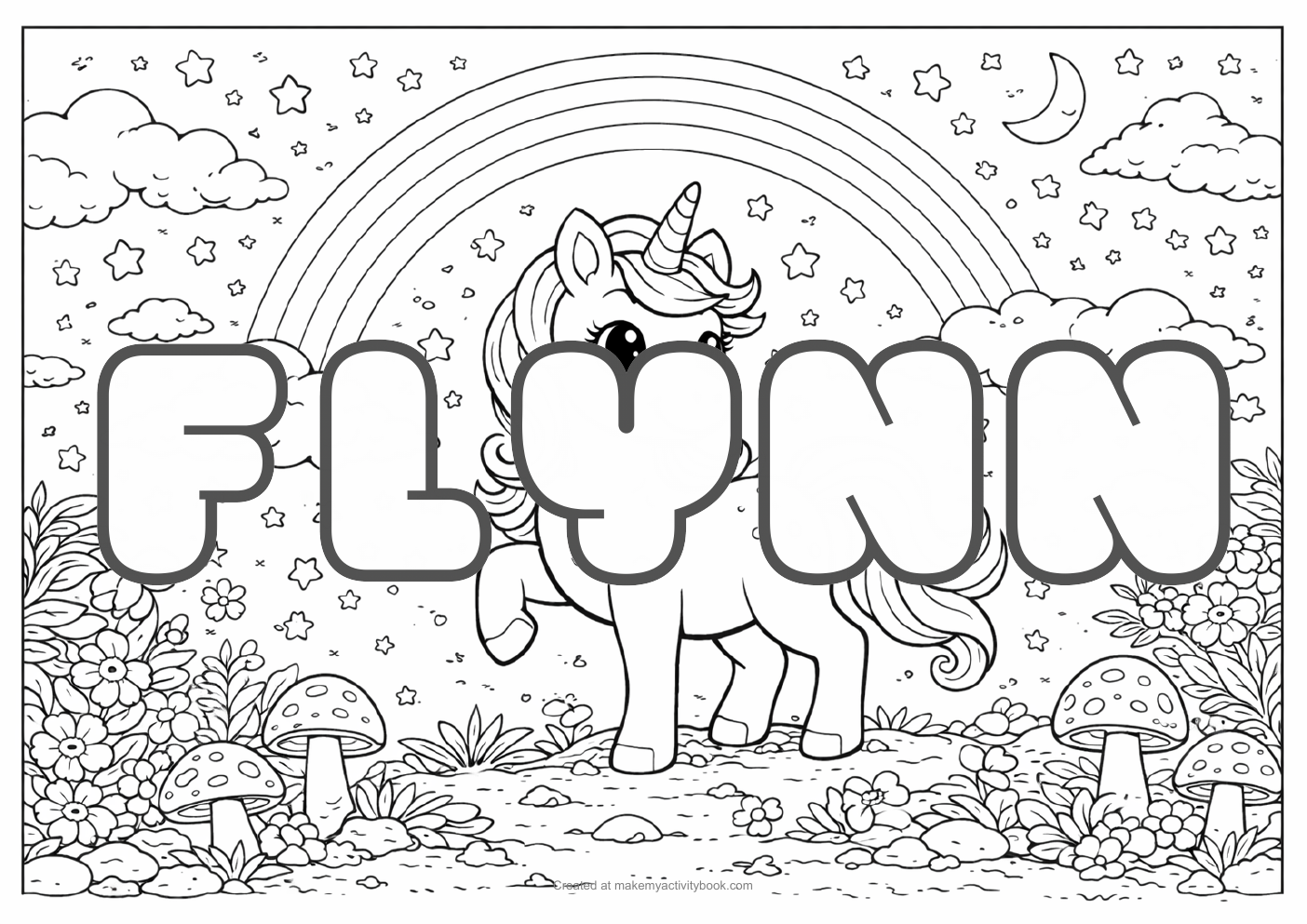Flynn unicorn colouring sheet