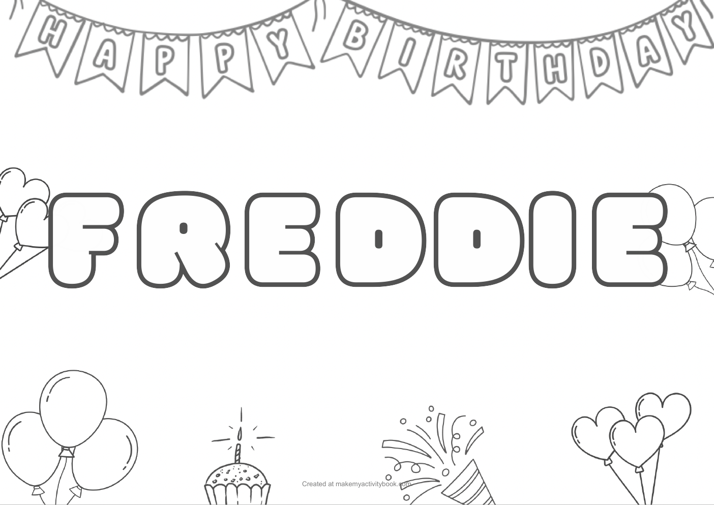 Freddie birthday colouring sheet