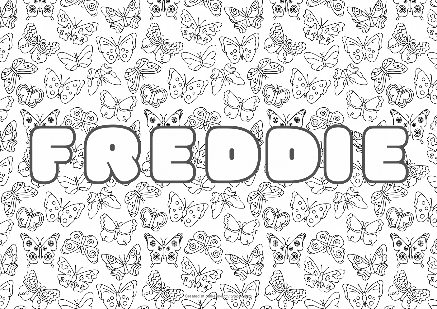 Freddie butterflies colouring sheet