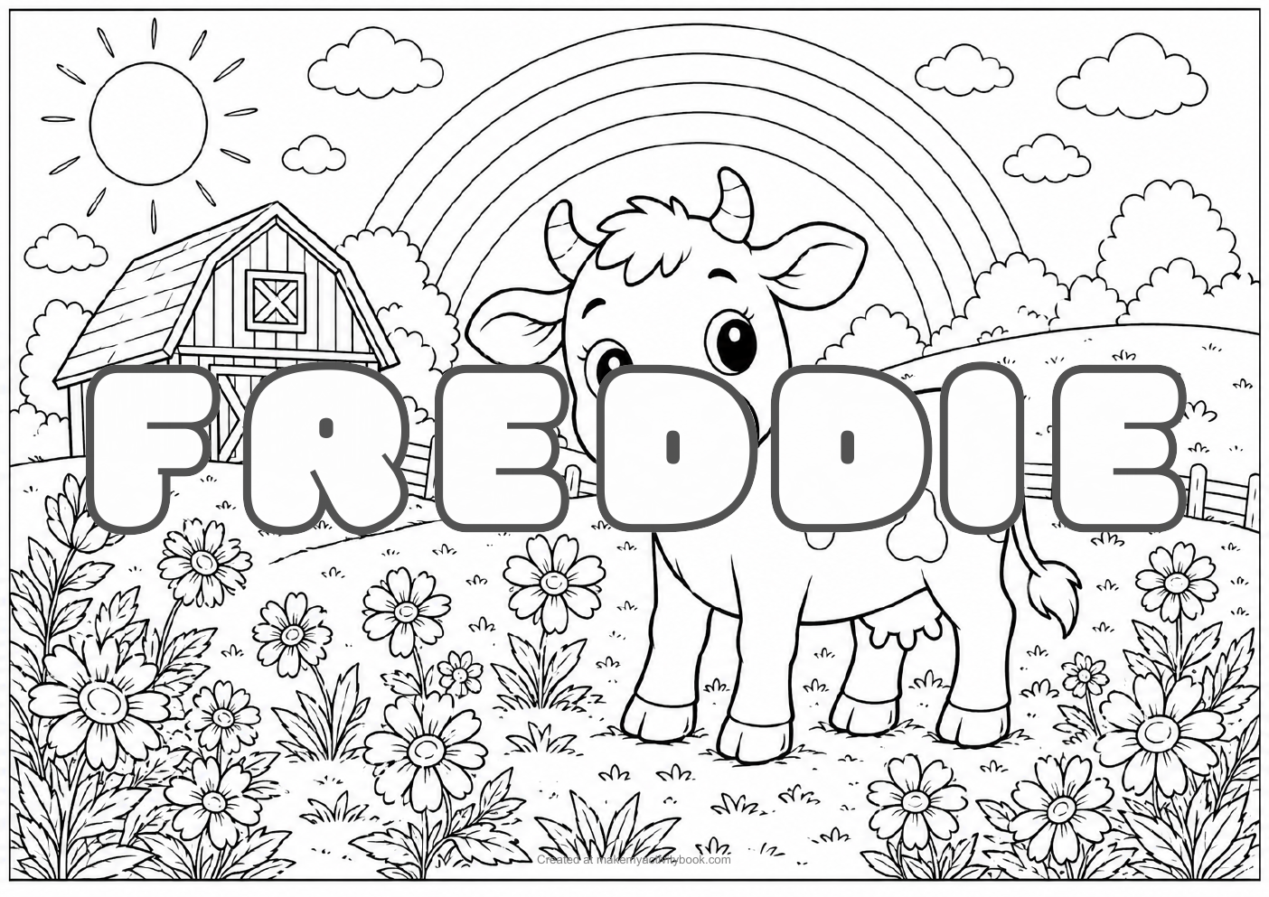 Freddie farm colouring sheet