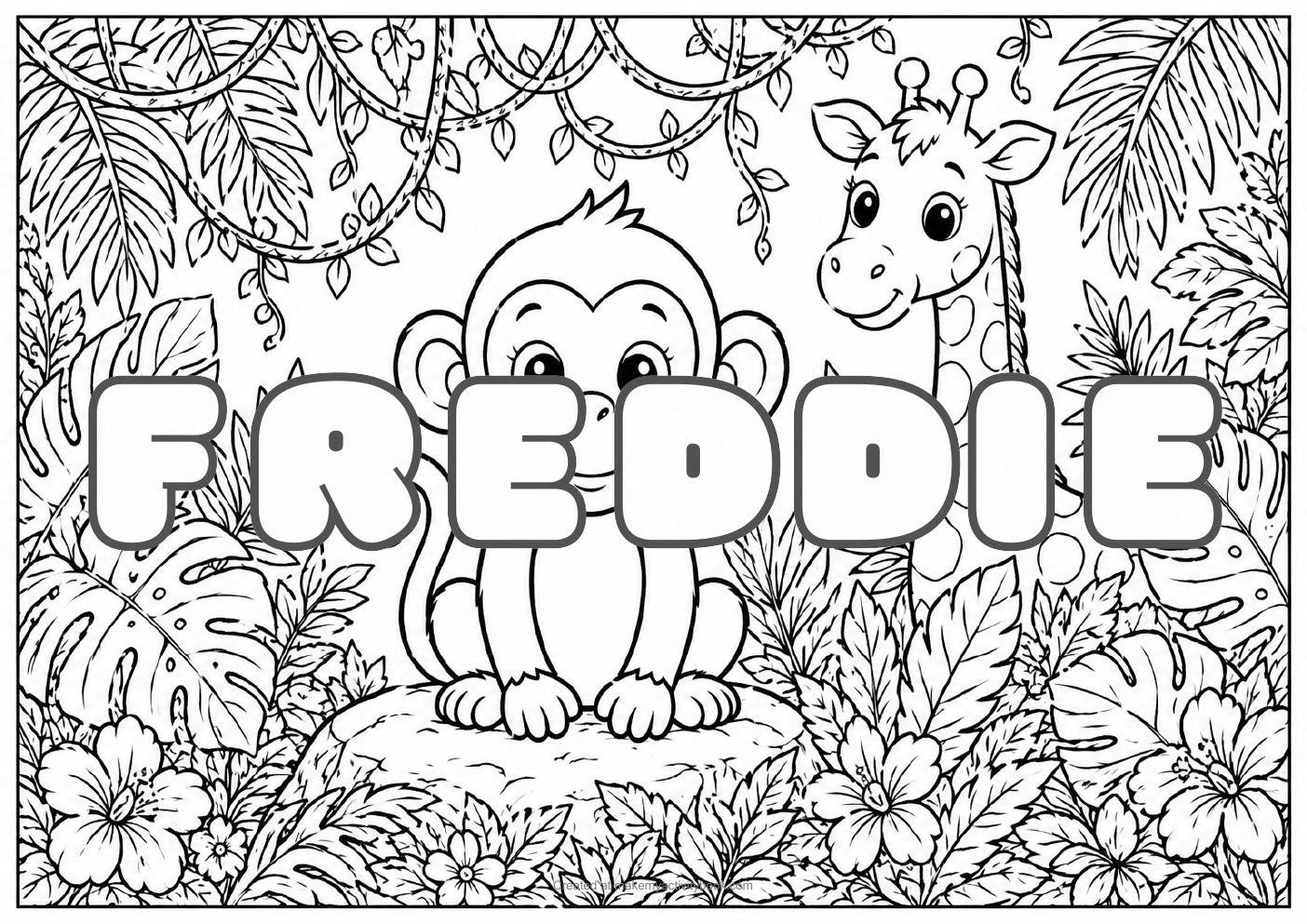 Freddie jungle colouring sheet