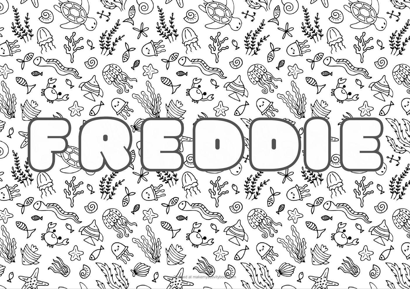 Freddie sea colouring sheet