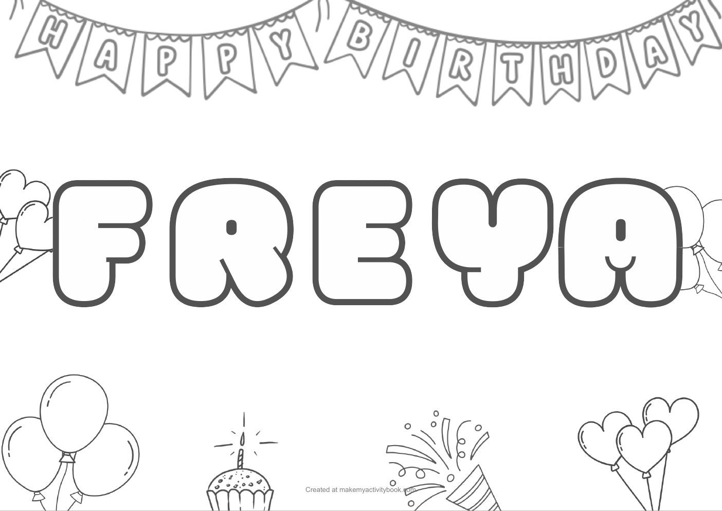 Freya birthday colouring sheet