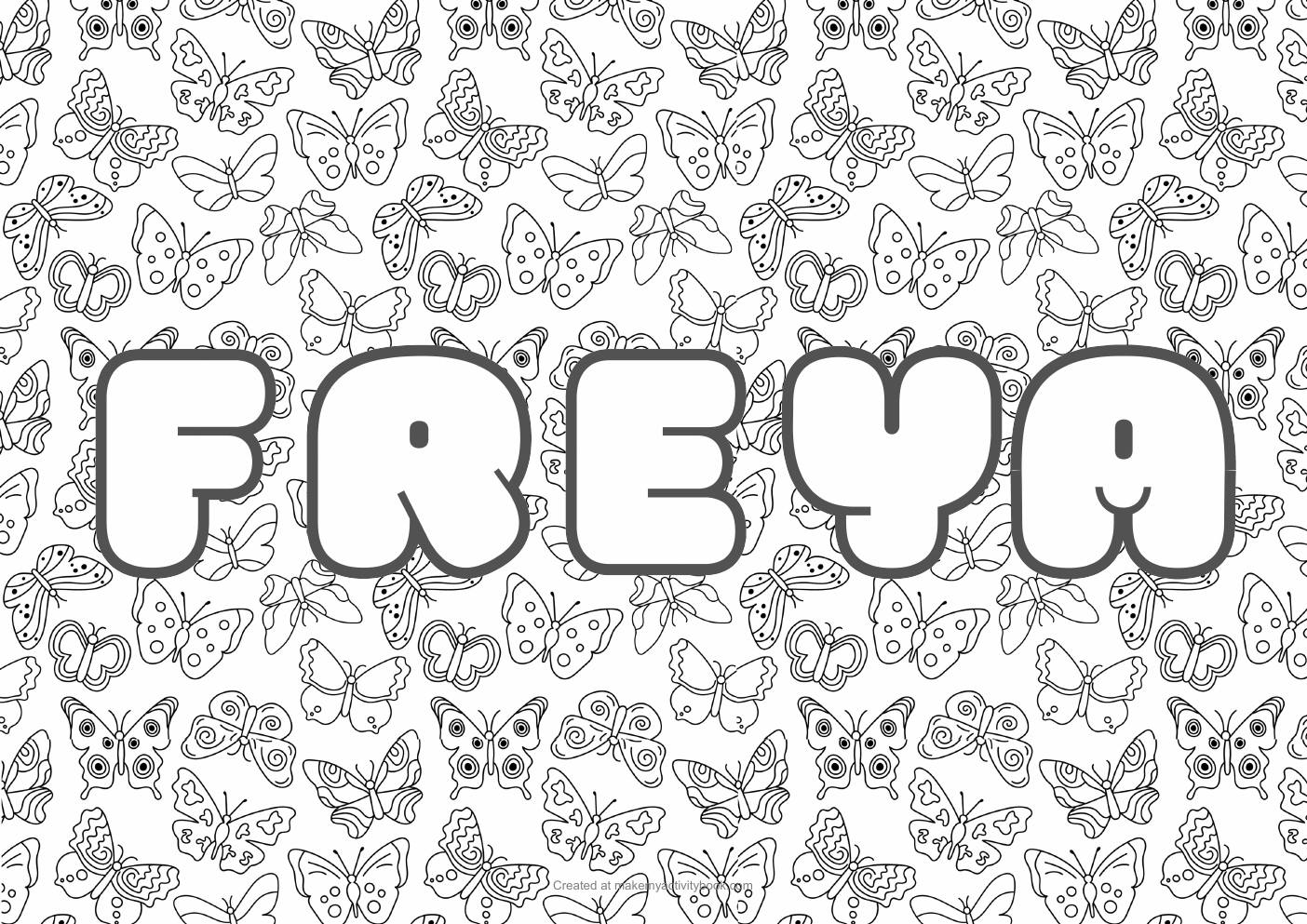 Freya butterflies colouring sheet