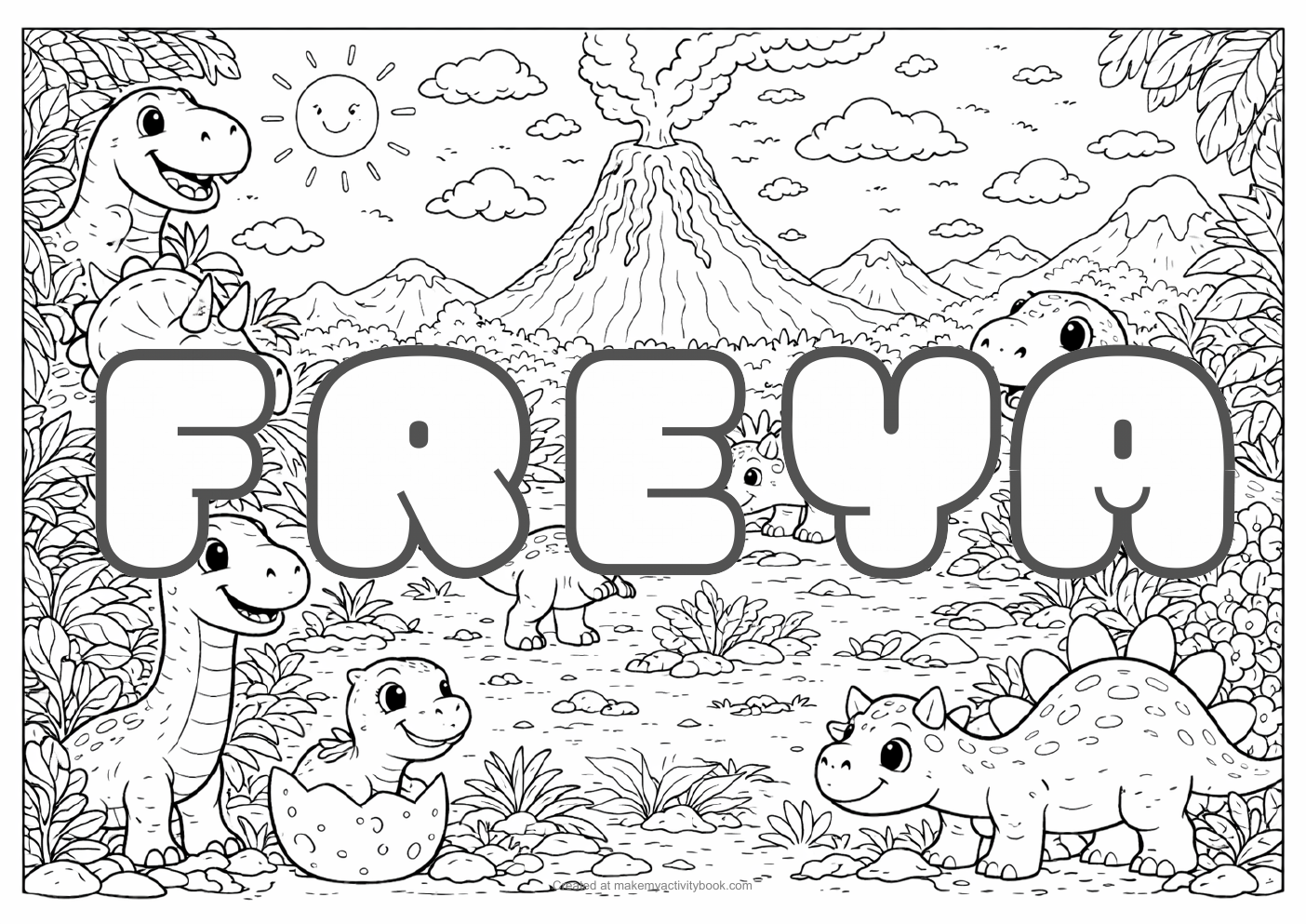 Freya dinosaur colouring sheet