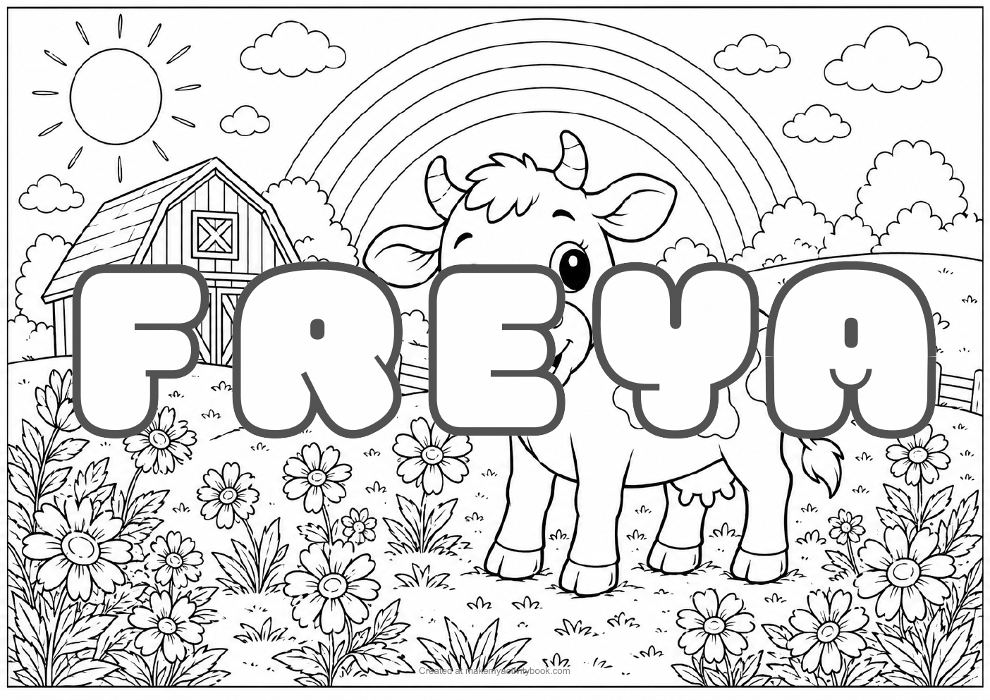 Freya farm colouring sheet