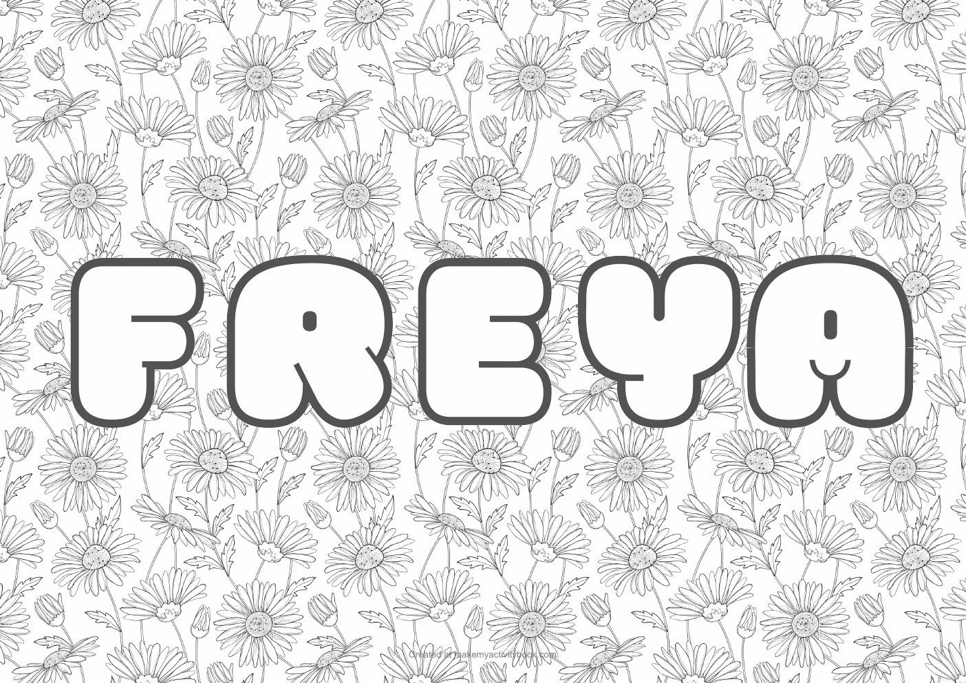 Freya flowers colouring sheet