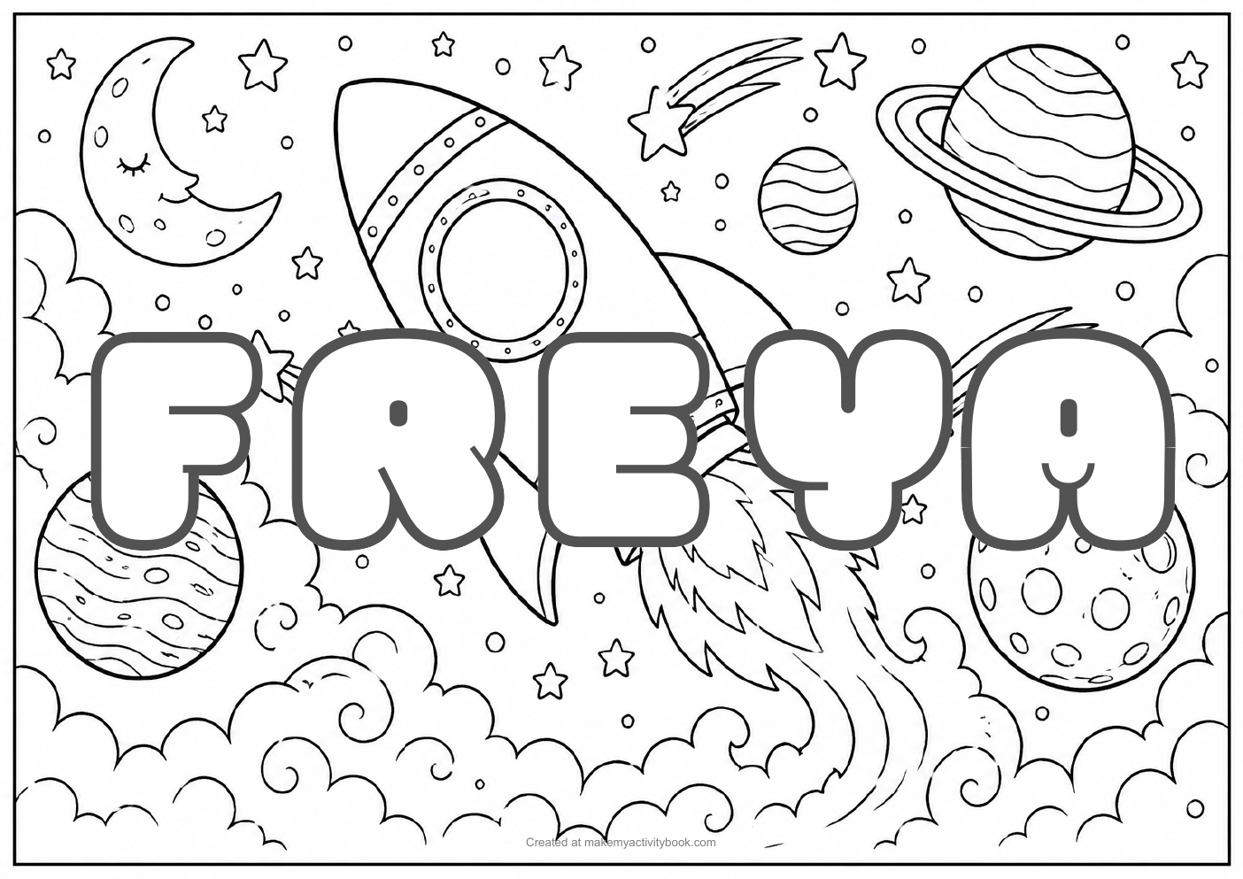 Freya space colouring sheet