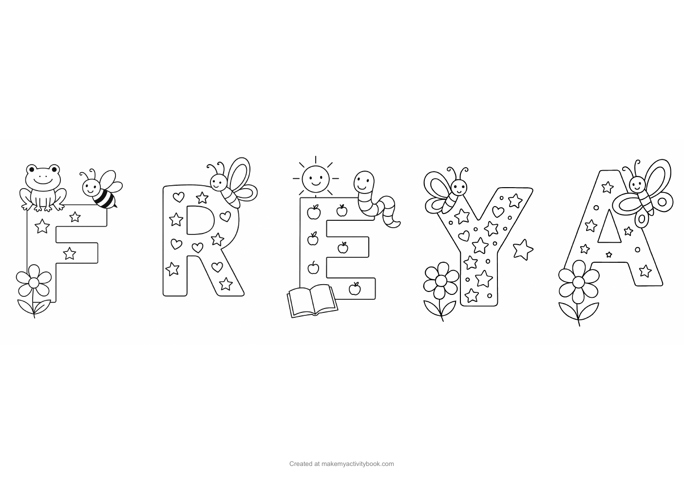 Freya letters colouring sheet