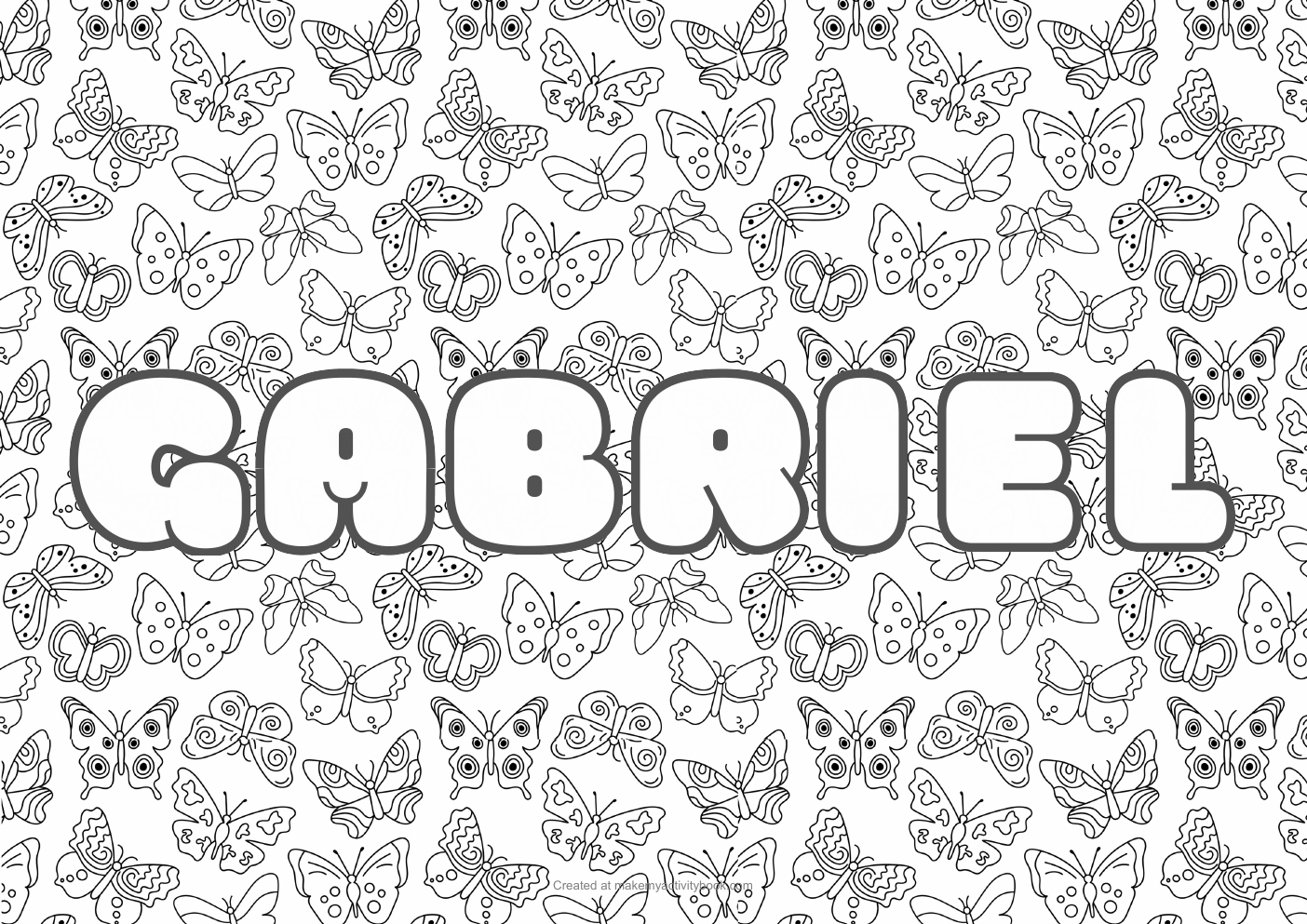 Gabriel butterflies colouring sheet