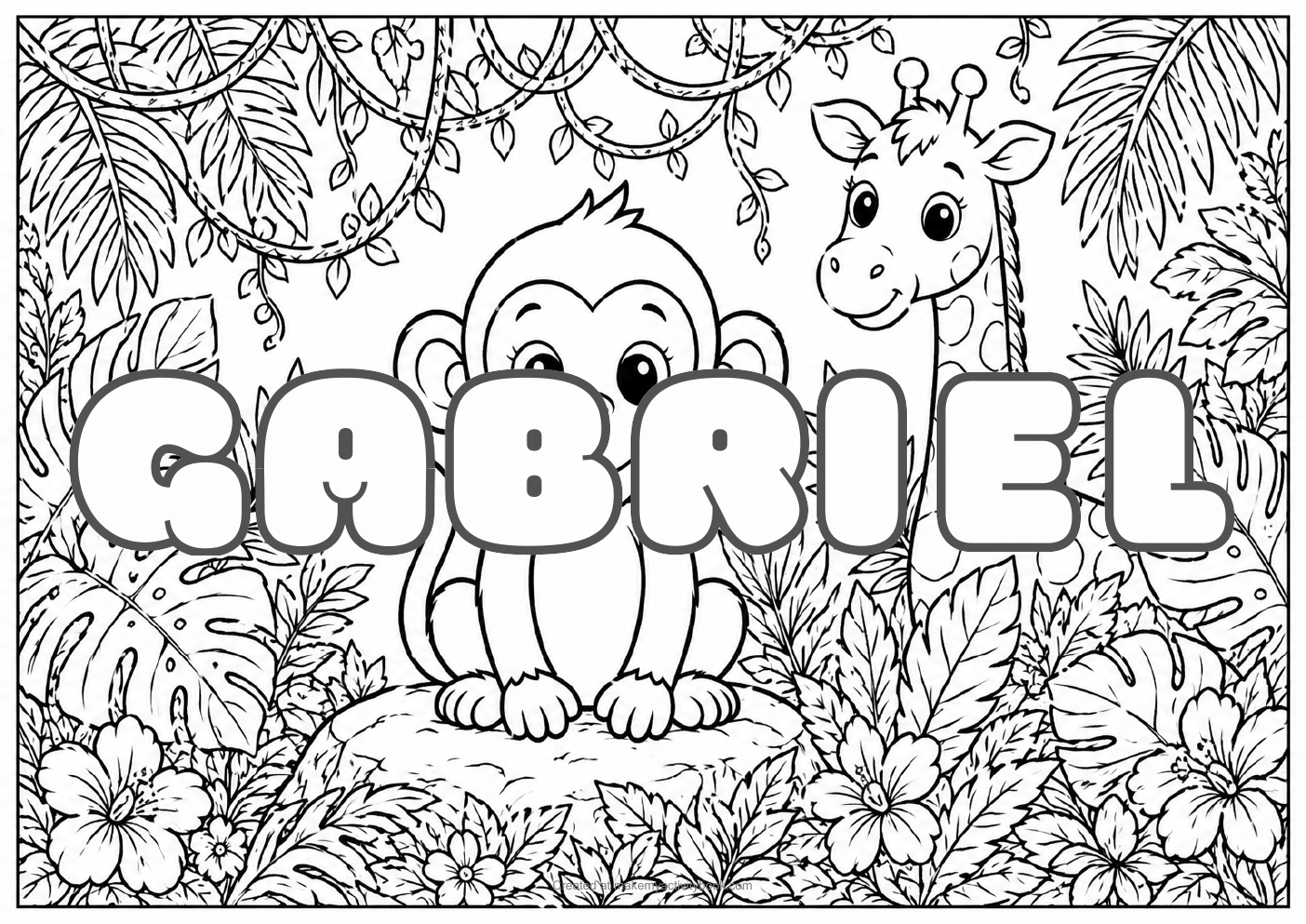Gabriel jungle colouring sheet
