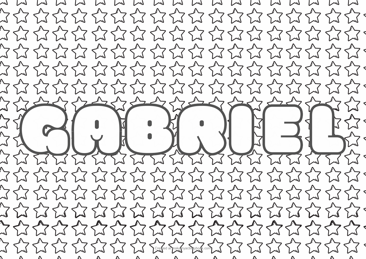 Gabriel Bubble letters — Stars border colouring sheet