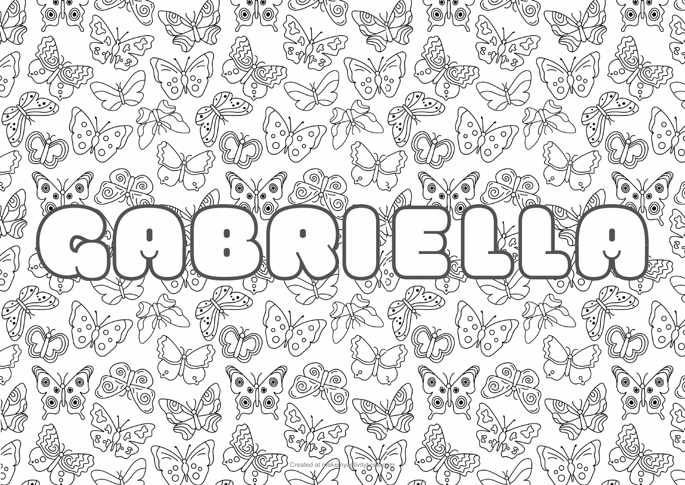 Gabriella butterflies colouring sheet